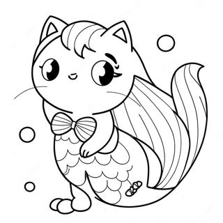 Mermaid Cat Coloring Page 5462-4371