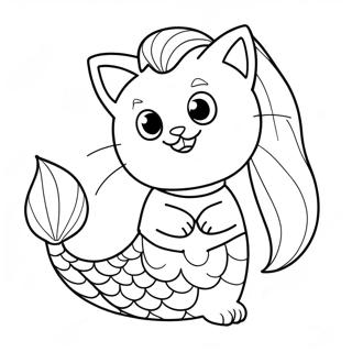 Mermaid Cat Coloring Page 5462-4372