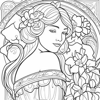 Alphonse Mucha Floral Design Coloring Page 54661-45494