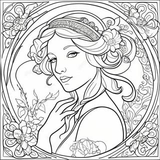 Alphonse Mucha Floral Design Coloring Page 54661-45495