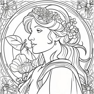 Alphonse Mucha Floral Design Coloring Page 54661-45496