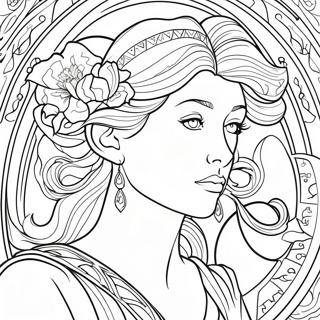 Alphonse Mucha Art Nouveau Lady Coloring Page 54662-45501