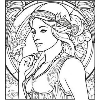 Alphonse Mucha Art Nouveau Lady Coloring Page 54662-45502