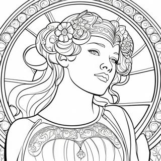 Alphonse Mucha Art Nouveau Lady Coloring Page 54662-45504