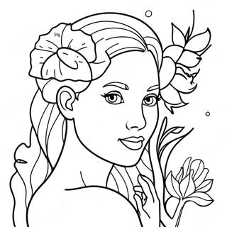 Eve With Flowers Coloring Page 54692-45525