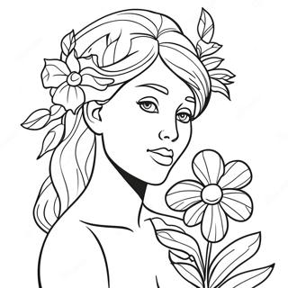 Eve With Flowers Coloring Page 54692-45526