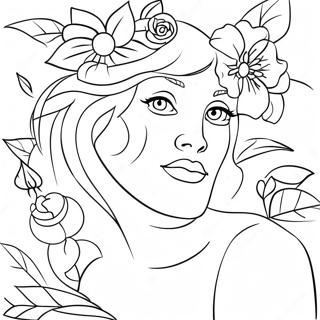 Eve With Flowers Coloring Page 54692-45528