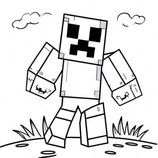 Minecraft Creeper In Action Coloring Page 54752-45568