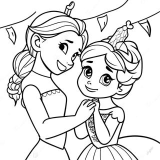 Elsa And Anna Birthday Party Coloring Page 54842-45645