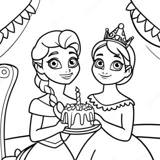 Elsa And Anna Birthday Party Coloring Page 54842-45646