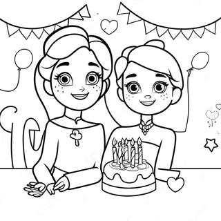 Elsa And Anna Birthday Party Coloring Page 54842-45647