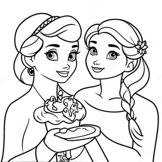 Elsa And Anna Birthday Party Coloring Page 54842-45648