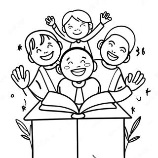 Joyful Sunday School Kids Coloring Page 54862-45654