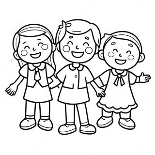 Joyful Sunday School Kids Coloring Page 54862-45656