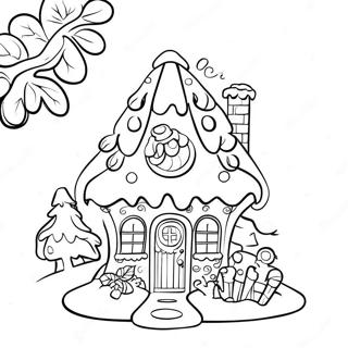 Whimsical Gingerbread House With Snowy Roof Coloring Page 54872-45668