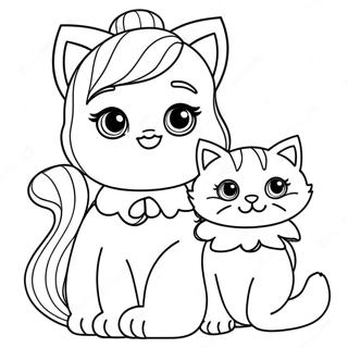 Barbie Cat Coloring Pages