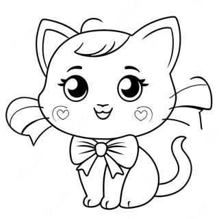 Cute Barbie Cat With Bow Coloring Page 54892-45677