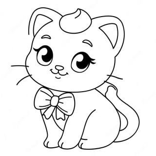 Cute Barbie Cat With Bow Coloring Page 54892-45678