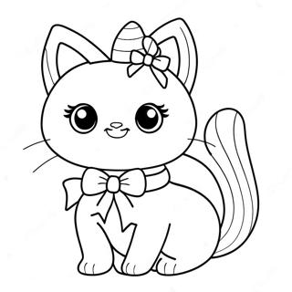 Cute Barbie Cat With Bow Coloring Page 54892-45679