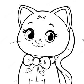 Cute Barbie Cat With Bow Coloring Page 54892-45680