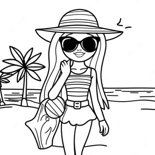 Beach Barbie With Sunglasses Coloring Page 54912-45694