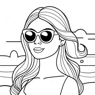 Beach Barbie With Sunglasses Coloring Page 54912-45695