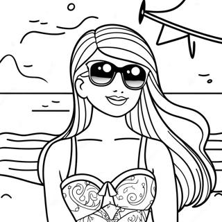 Beach Barbie With Sunglasses Coloring Page 54912-45696