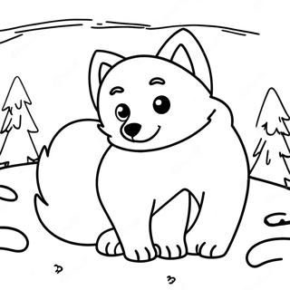 Playful Arctic Fox In Snow Coloring Page 54932-45713