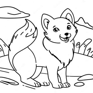 Playful Arctic Fox In Snow Coloring Page 54932-45714