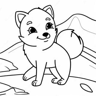 Playful Arctic Fox In Snow Coloring Page 54932-45715