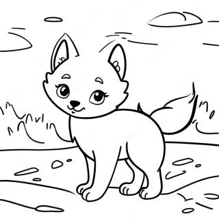 Playful Arctic Fox In Snow Coloring Page 54932-45716