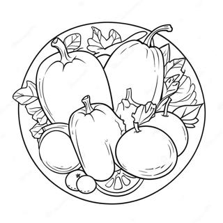 Colorful Fruits And Vegetables On A Plate Coloring Page 54962-45734