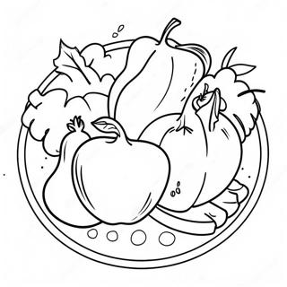 Colorful Fruits And Vegetables On A Plate Coloring Page 54962-45735