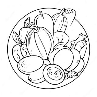 Colorful Fruits And Vegetables On A Plate Coloring Page 54962-45736