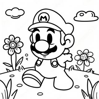 Colorful Mario Flower Garden Coloring Page 54982-45753