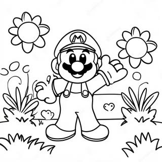 Colorful Mario Flower Garden Coloring Page 54982-45755