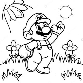 Colorful Mario Flower Garden Coloring Page 54982-45756