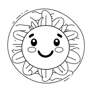 Bright Sunshine With Smiling Face Coloring Page 55002-45770