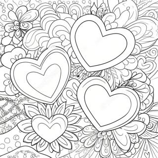 Colorful Sweet Hearts With Patterns Coloring Page 55242-45957