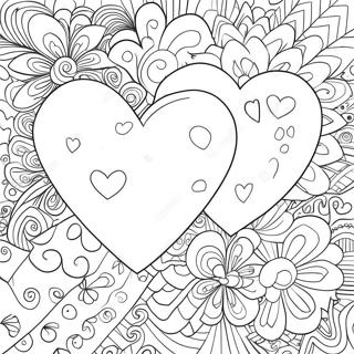 Colorful Sweet Hearts With Patterns Coloring Page 55242-45958