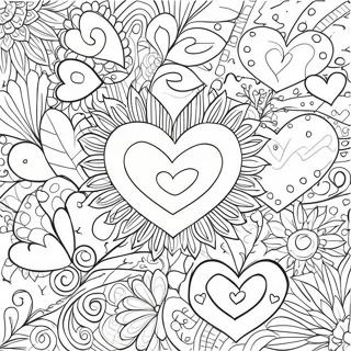 Colorful Sweet Hearts With Patterns Coloring Page 55242-45959