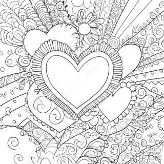 Colorful Sweet Hearts With Patterns Coloring Page 55242-45960