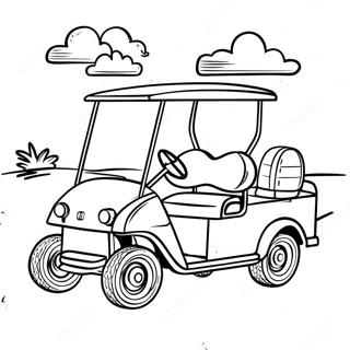 Vintage Golf Cart Driving On The Course Coloring Page 55272-45985