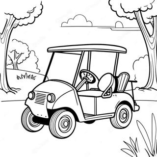 Vintage Golf Cart Driving On The Course Coloring Page 55272-45986