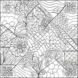 Colorful Patchwork Quilt Coloring Page 55292-46004