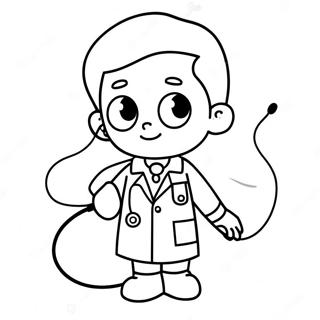 Cute Doctor With Stethoscope Coloring Page 55332-46042