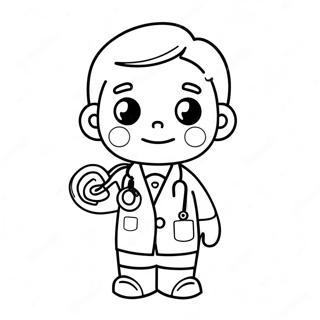 Cute Doctor With Stethoscope Coloring Page 55332-46044