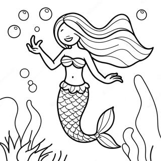 Elegant Mermaid Underwater Coloring Page 55382-46069