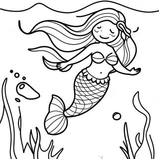 Elegant Mermaid Underwater Coloring Page 55382-46072