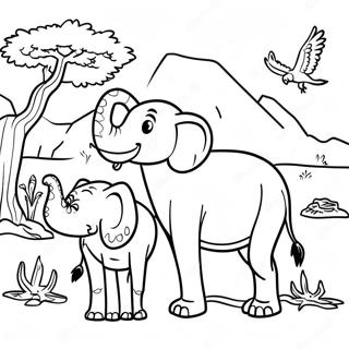 African Wildlife Safari Coloring Page 5544-4429